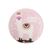 Карманное зеркало круглое с ламой розовое d7,5 см