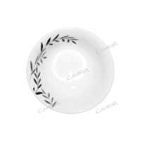 Салатник из стеклокерамики Мадейра черно-белые листья 11,7 см