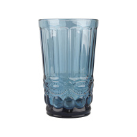 Стакан стеклянный высокий синий с орнаментом 12x8 см 250 мл