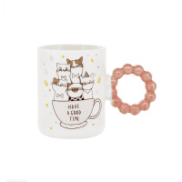 Кружка керамическая Коты в кружке белая 8x10,5 см