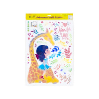 Интерьерная наклейка Девочка с жирафом 50x70 см в ассортименте