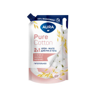 Aura Крем-мыло 2в1 для рук и тела Pure Cotton Хлопок и Овсяное молочко 850 мл