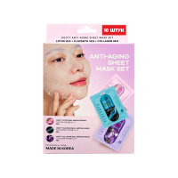 Jigott Набор 10пр. маска ткан.д/лица (3шт*лотос+3шт*экст.плценты+4шт коллаген) д/в т.кожи 1уп. / 60ш