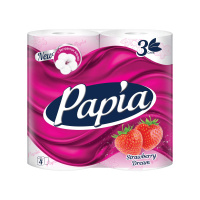 Papia бумага туалетная трехслойн. белый 4шт полиэт.уп. Strawberry Dream / 14шт / 5036602 / 015351