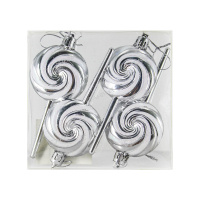 Подвеска елочная леденец 11см (4предм.) серебряная пластик Palmary 1уп. / 576шт / 11ADC4-H28/4H/silv