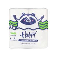 Happy Туалетная бумага двухслойная Зеленый бамбук 4 шт