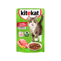 Китекат Корм влажный для кошек Кусочки в соусе с говядиной 85 гр