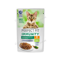 Perfect Fit Корм влажный для взрослых кошек Immunity с индейкой в желе с добавлением спирулины 75 гр