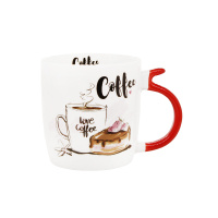 Кружка керамическая белая с цветной ручкой Coffee 8,5x9 см