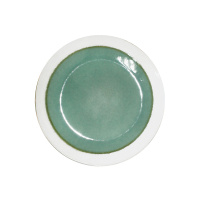 Тарелка подстановочная из керамики Дива бело-зеленая круглая d27,6 см