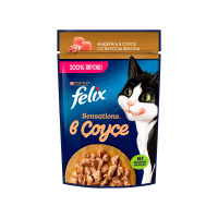 Felix Sensations Корм влажный для кошек Индейка в соусе со вкусом бекона 75 гр