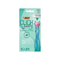 BIC Бритвенный станок многоразовый Sensitive + Сменные кассеты для бритья 3 лезвия 2 шт