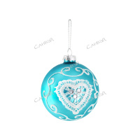 MU Шар ёлочный снежинки голубой 8см стекло GT 1шт / 96шт / HH323-11 / 626004