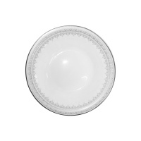 Тарелка суповая из стеклокерамики Сильвия бело-серая с узором 19,8 см
