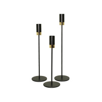 Набор подсвечников на длинной ножке на 1 свечу черный металл 22+27+32 см 3 штуки