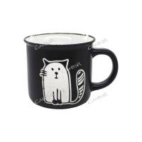 Кружка Кот Матвей керамическая чёрная 390 мл