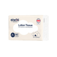 Aiwibi Бумажные салфетки детские с пропиткой увлажняющим кремом 180x140 мм 140 шт