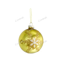 MU Шар ёлочный узоры золотой 8см стекло GT 1шт / 96шт / HH323-10 / 626042