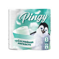 NEW! Pingy бумага туалетная 3-х слойн. (4шт) 25м с тиснением п/э 1уп. / 12шт / PAP25-NF/4 / 540386
