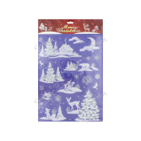 MU Наклейка новогодняя прямоуг. 30*47см белые медведи бело-сиреневый пвх GT 1шт / 380шт / EW40514-53