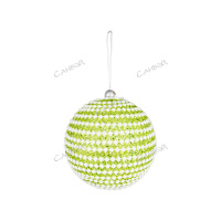 MU Шар ёлочный 10см (с нитями из бусин) бело-зеленый пенопласт GT 1шт / 144шт / YH40430-413 / 508294