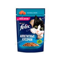 Felix Корм влажный для кошек Аппетитные кусочки с форелью в желе 75 гр