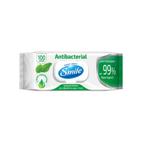 Smile Влажные салфетки Antibacterial с экстрактом подорожника 100 шт