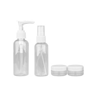 Дорожный набор для косметических средств прозрачный пластиковый 4 предмета 80 мл+10 мл