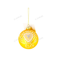 Елочная игрушка Шар с рисунком цвет золото матовый 8см стекло /Арт-SYBLQA-392120/552914/SHY