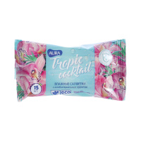 Aura Влажные салфетки Tropical Coctail антибактериальные 15 шт