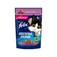 Felix Корм влажный для кошек Аппетитные кусочки с ягненком в желе 75 гр