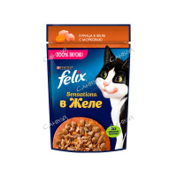 Felix Sensations Корм влажный для кошек Курица в желе с морковью 75 гр