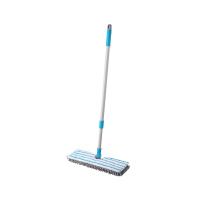 Liao Швабра с двусторонней насадкой из микрофибры 40х10 см и телескопической ручкой, металл, голубой