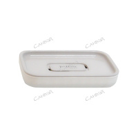 Мыльница прямоугольная с крышкой бело-серая Just Home 13,5x8,5x2 см