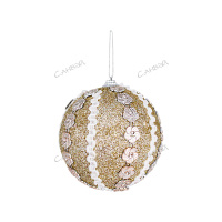 MU Шар ёлочный 10см незабудки золотой пенопласт GT 1шт / 144шт / YH40430-596 / 507556