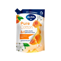 Aura Крем-мыло 2в1 для рук и тела Pure Cotton Хлопок и Мед 450 мл