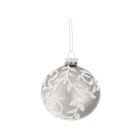 MU Шар ёлочный цветы серебряный 8см стекло GT 1шт / 288шт / A22329B-02 / 625960
