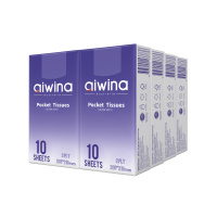 Aiwina Бумажные платочки двухслойные 10 уп х 10 шт, 21х20.5 см