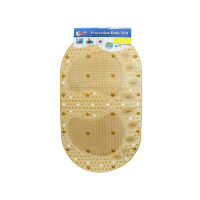 Коврик для ванной противоскользящий прозрачно-коричневый со стопами 66x36 см