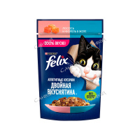 Felix Корм влажный для кошек Двойная вкуснятина с лососем и форелью в желе 75 гр