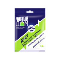 Чистый Дом Дуст от мух, тараканов, клопов, муравьем, блох Двойной эффект 50 г