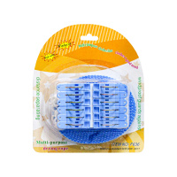 Набор пластиковых прищепок на веревке 5 м 12 штук в ассортименте