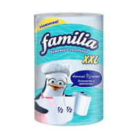 Familia Бумажные полотенца двухслойные белые с тиснением XXL