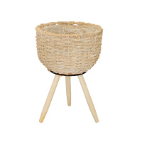 Напольное кашпо для цветов на ножках джут бежевый 29x29x43 см