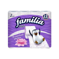 Familia Plus бумага туалетная двухслойн. бело-розовый 12шт полиэт.уп. Волшебный цветок / 8шт / 50578