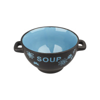 Бульонница с цветными стенками с надписью Soup 14 см