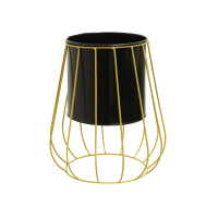 Настольное кашпо металлическое черное на пластиковой подставке 25x25x26 см