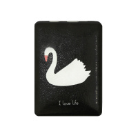 Карманное зеркало пластиковое с узором белое 6x8,5 см