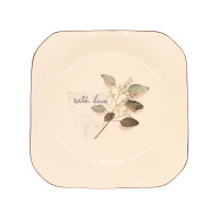 Десертная тарелка керамическая с белой веткой квадратная For You 20,5 см