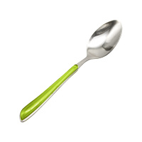 Ложка чайная серебряная с зеленой ручкой